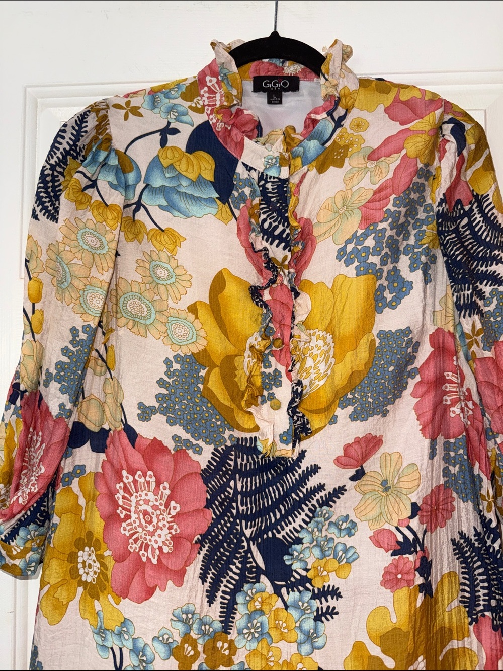 GGO Floral Ruffle Maxi Dress in Yellow, Pink & Blue - Picture 4 of 8